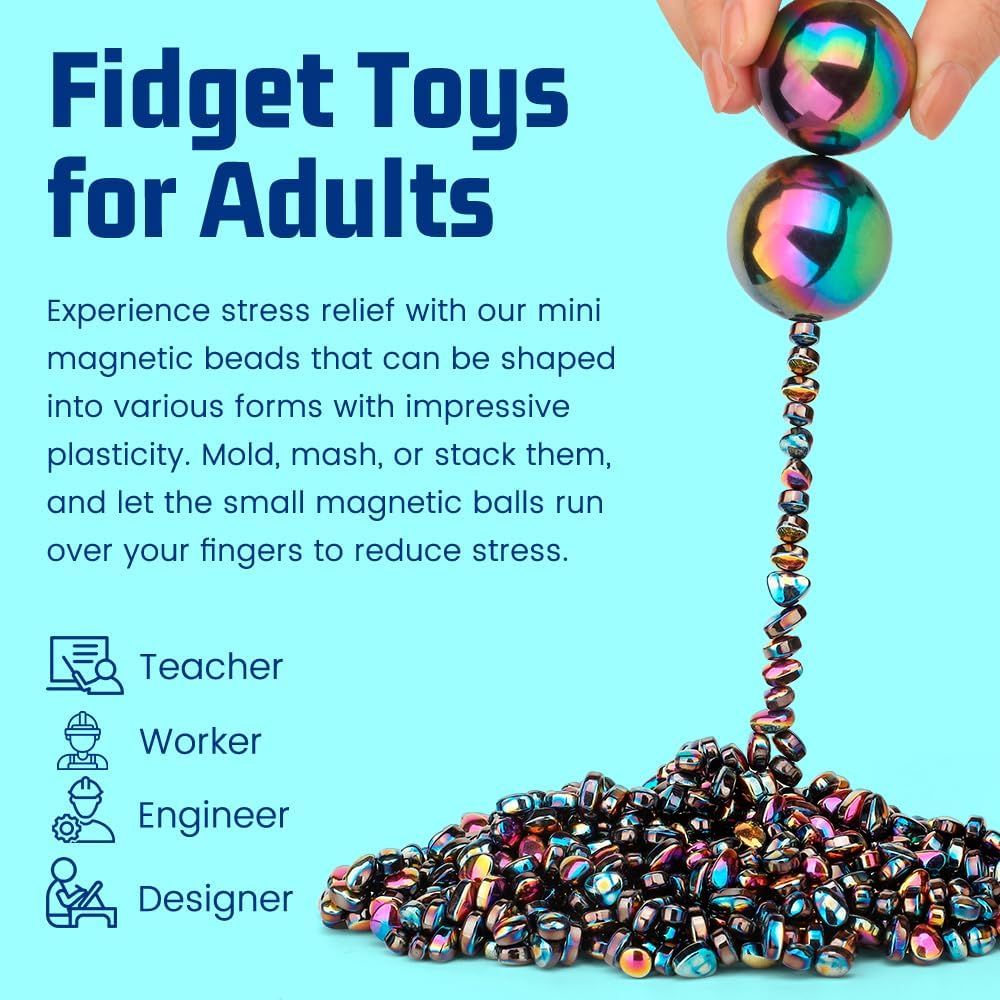 Magnet Slime Putty, Fidget Toy Ferrite Putty Beads, Hematite Magnetic Stones Eggs with 1.26 inch Magnet Balls, Cool Desk Toy, EDC Toy Science Kit Gift