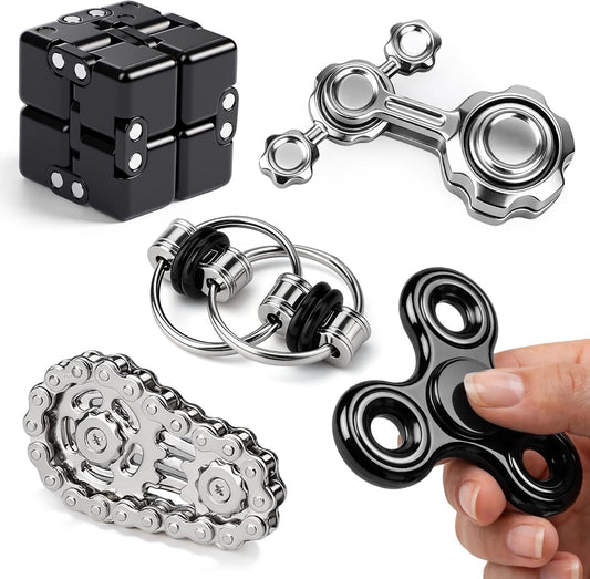 5PCS Fidget Toys Set EDC Spinner, Magnetic Slider & Sensory Toys for Adults Teens, Compact Handheld Gadgets for Office Breaks, Travel Entertainment & Leisure Time, Thoughtful Gift Options for Men