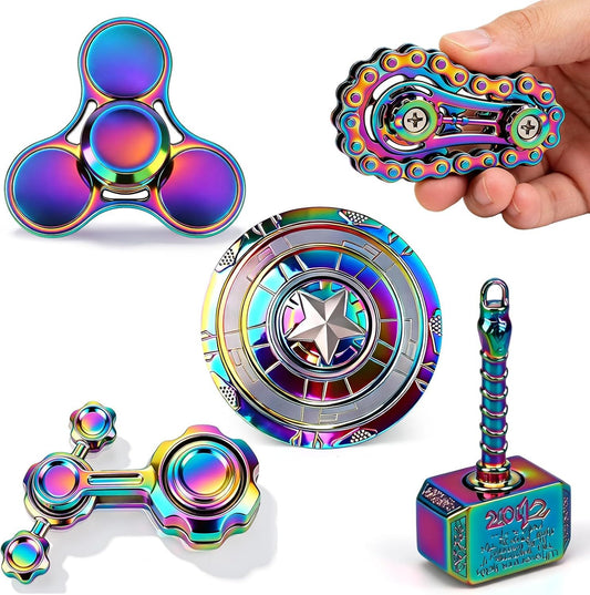 5 PCS Fidget Toy Set Adults & Teen, Sensory Handheld Gadgets Spinners, Cool Desk Toys for Office, Home, Travel, Perfect Classroom Prizes, Goodie Bag Fillers, Party Supplies