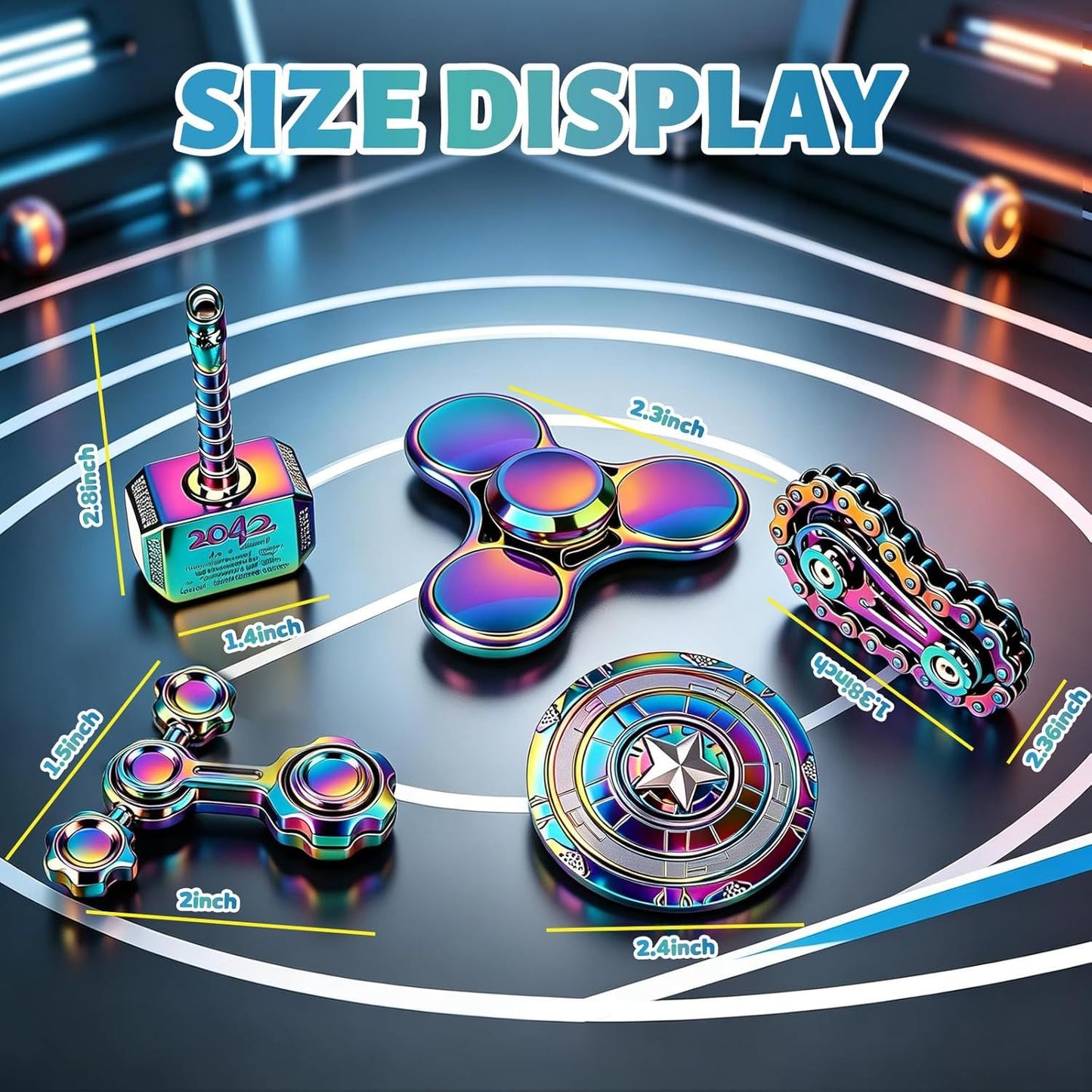 5 PCS Fidget Toy Set Adults & Teen, Sensory Handheld Gadgets Spinners, Cool Desk Toys for Office, Home, Travel, Perfect Classroom Prizes, Goodie Bag Fillers, Party Supplies
