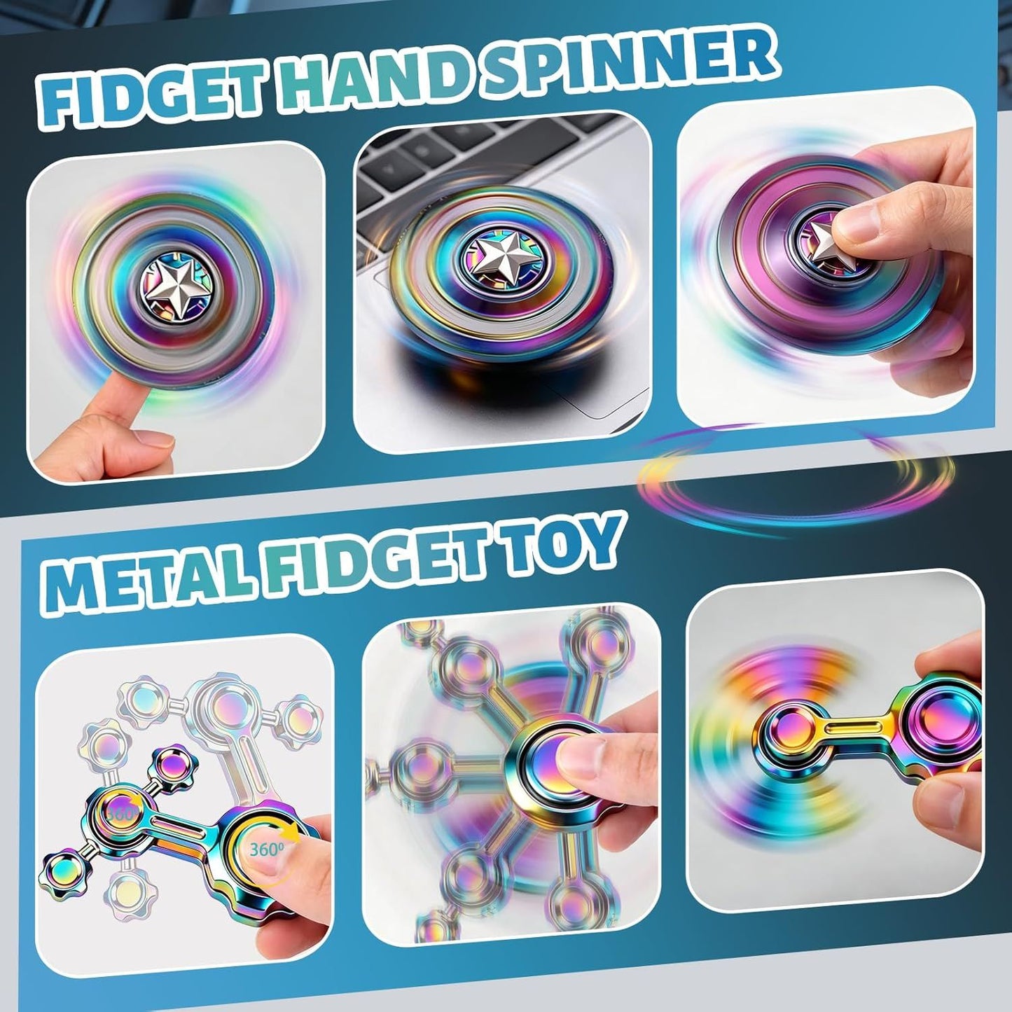 5 PCS Fidget Toy Set Adults & Teen, Sensory Handheld Gadgets Spinners, Cool Desk Toys for Office, Home, Travel, Perfect Classroom Prizes, Goodie Bag Fillers, Party Supplies