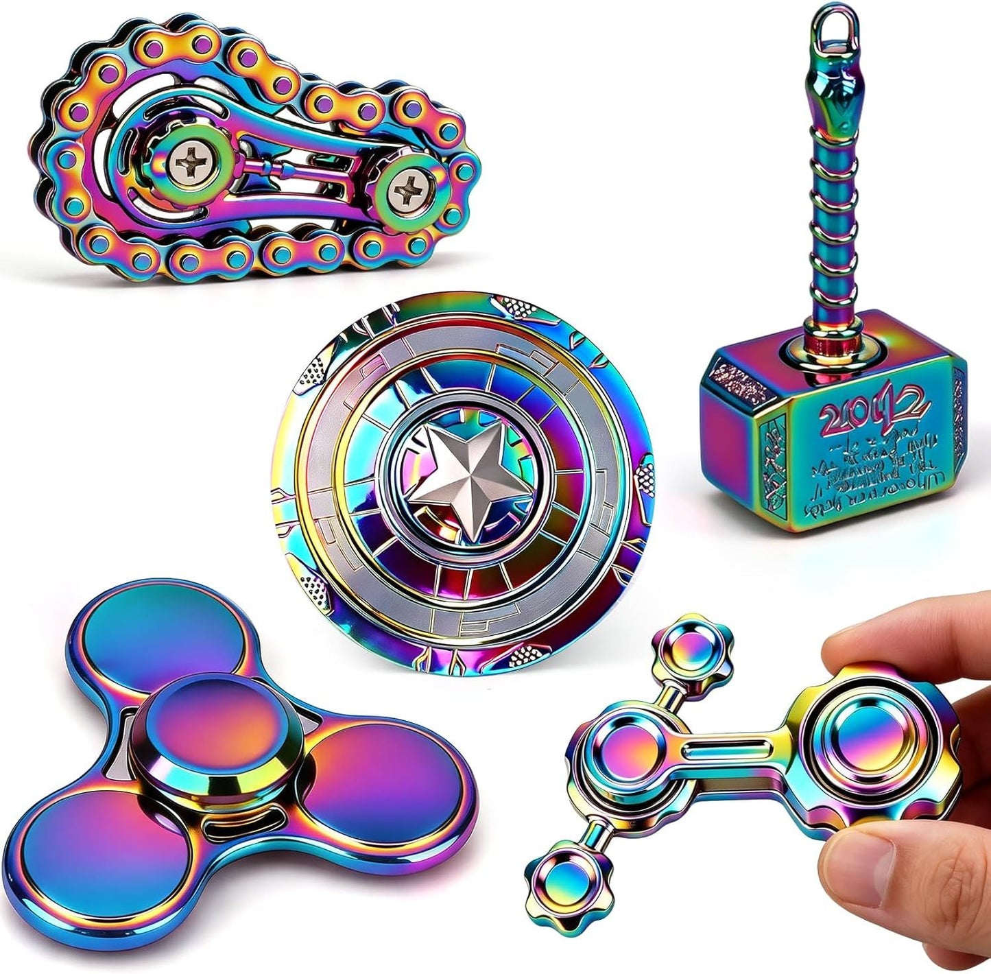 5 PCS Fidget Toy Set Adults & Teen, Sensory Handheld Gadgets Spinners, Cool Desk Toys for Office, Home, Travel, Perfect Classroom Prizes, Goodie Bag Fillers, Party Supplies