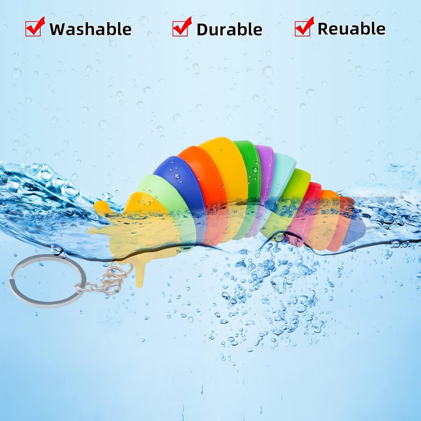 6 PCS Mini Fidget Slug Key-chain Toys,3D Articulated Stretch Caterpillar Sensory Stress Relief Flexible Hand Toy, Ideal Party Favor Colorful Office Desk Pet Toys(Random Color)