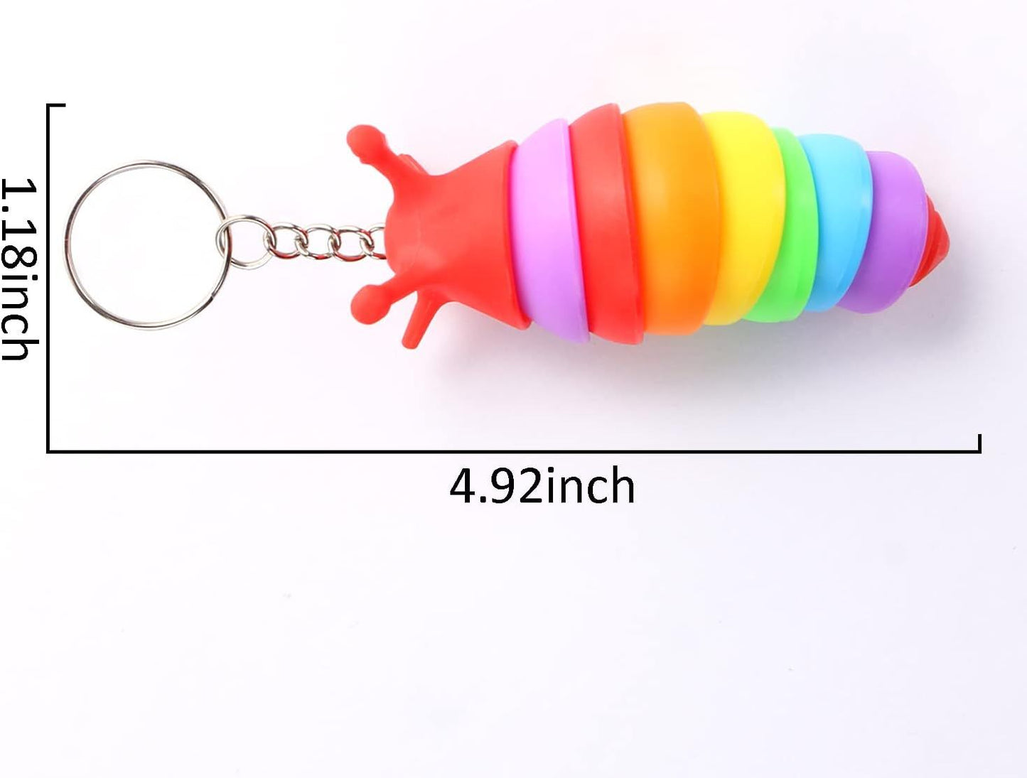 6 PCS Mini Fidget Slug Key-chain Toys,3D Articulated Stretch Caterpillar Sensory Stress Relief Flexible Hand Toy, Ideal Party Favor Colorful Office Desk Pet Toys(Random Color)