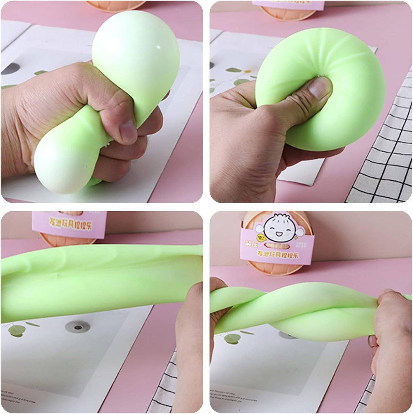 5 PCS Colorful Dumpling Stress Balls Fidget Sensory Toy,Squeeze Dough Ball Stress Relief Hand Toy,Bun with Food Steamer Stretchy Desk Toys