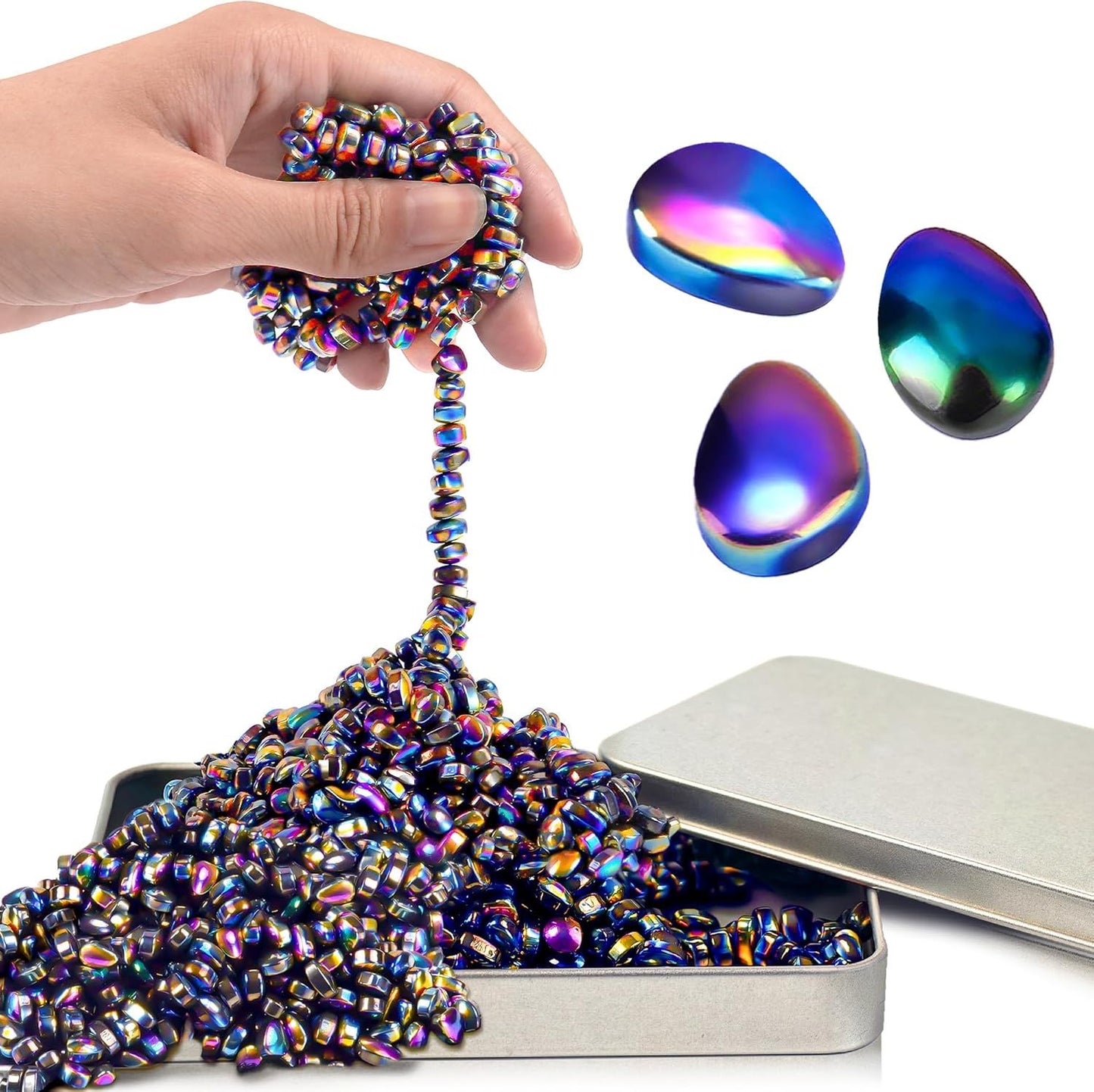 Fidget Toys for Teen Boys Adult, 500pc Metal Cool Gadgets Gift Quiet Office Desk Sensory Stress Fidgets Beads Stones Toy Anxiety Relief Items for Teen Girls ADHD Autism Autistic Ferrite Putty