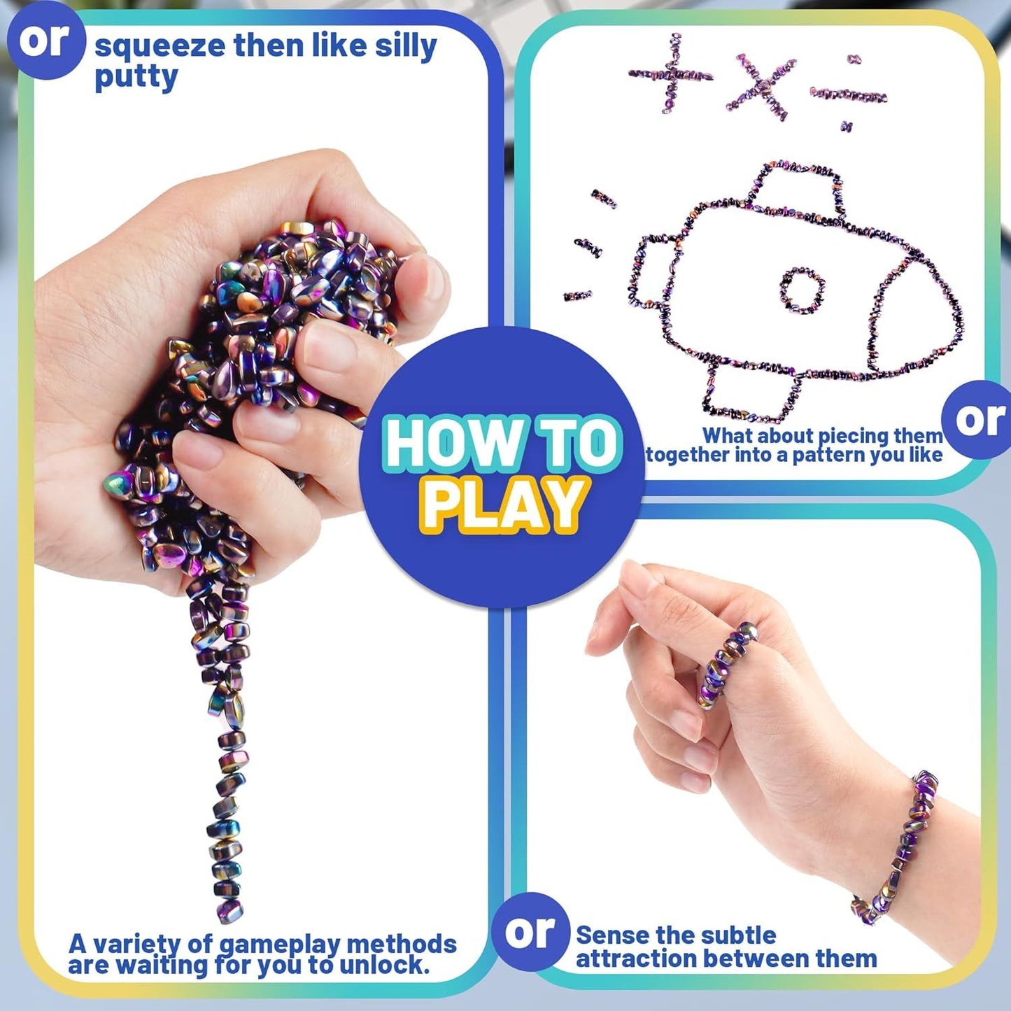 1000pcs Easter Basket Stuffers for Teens Boy, Fidget Toys Metal Balls Stones Beads Quiet Office Desk Stress Anxiety Relief Cool Gadget Sensory Autism Ferrite Putty Valentines Day Gifts for Him