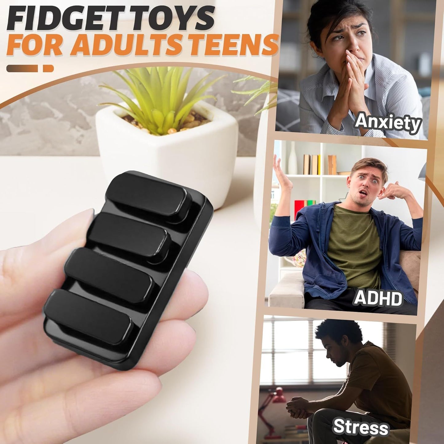 Metal Fidget Clicker Slider Magnetic Toys for Adults, Figette Keyboard Silent Desk Office Small EDC, Quiet ADHD Anxiety and Stress Relief Pain Stim Items, Cool Figits Gadgets Stuff Gift for Teens Mens