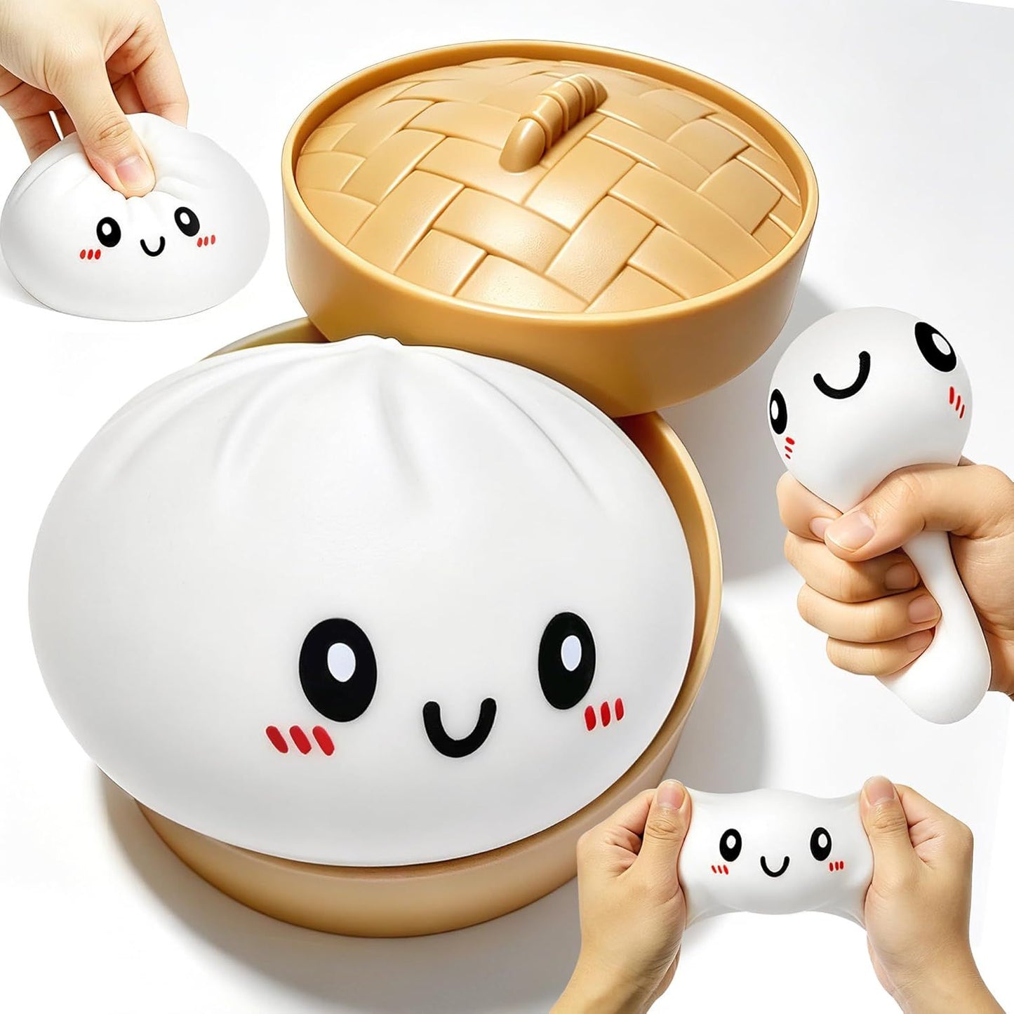 Dumpling Squishies, 2026 Newly Upgraded Dumpling Stress Ball, Squishy Dumpling Toy Mystery Box, Sensory Fidget Toys for Anxiety Relief, Perfect for Party Favors, Birthday Gifts & Desk Toys (White)