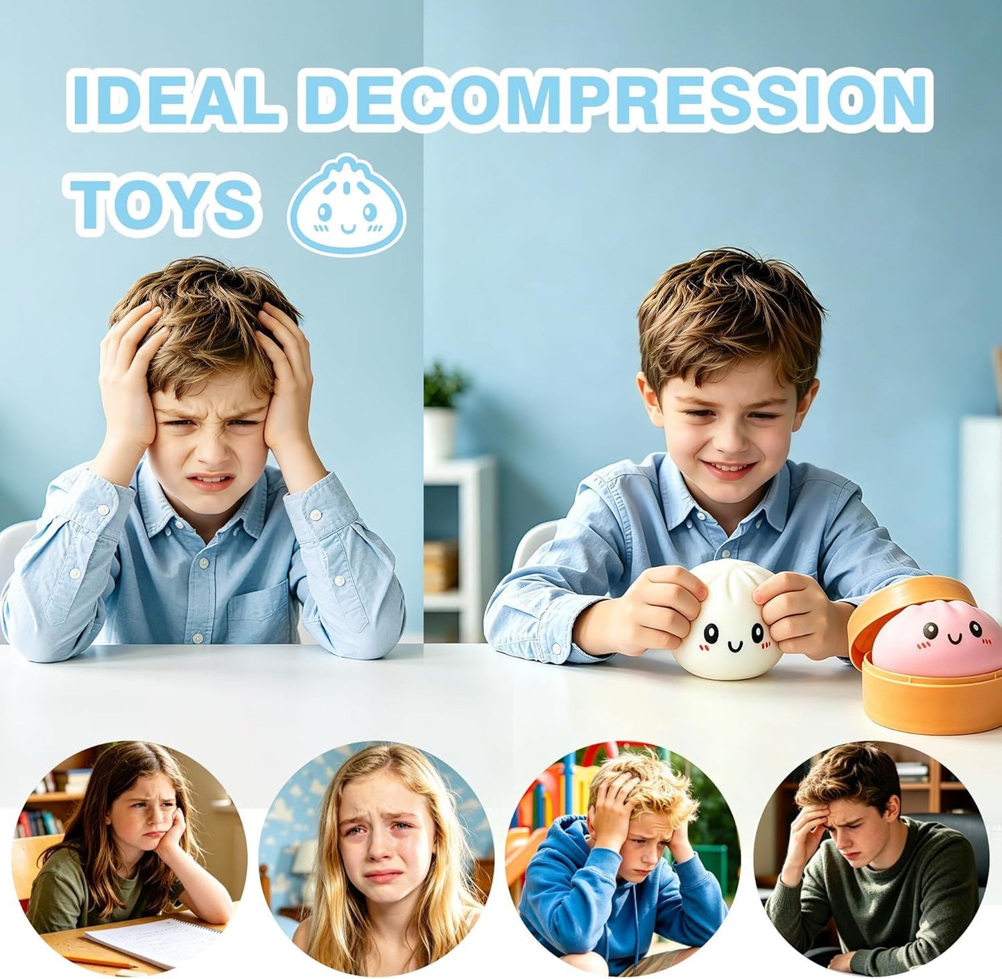 Dumpling Squishies, 2026 Newly Upgraded Dumpling Stress Ball, Squishy Dumpling Toy Mystery Box, Sensory Fidget Toys for Anxiety Relief, Perfect for Party Favors, Birthday Gifts & Desk Toys (White)