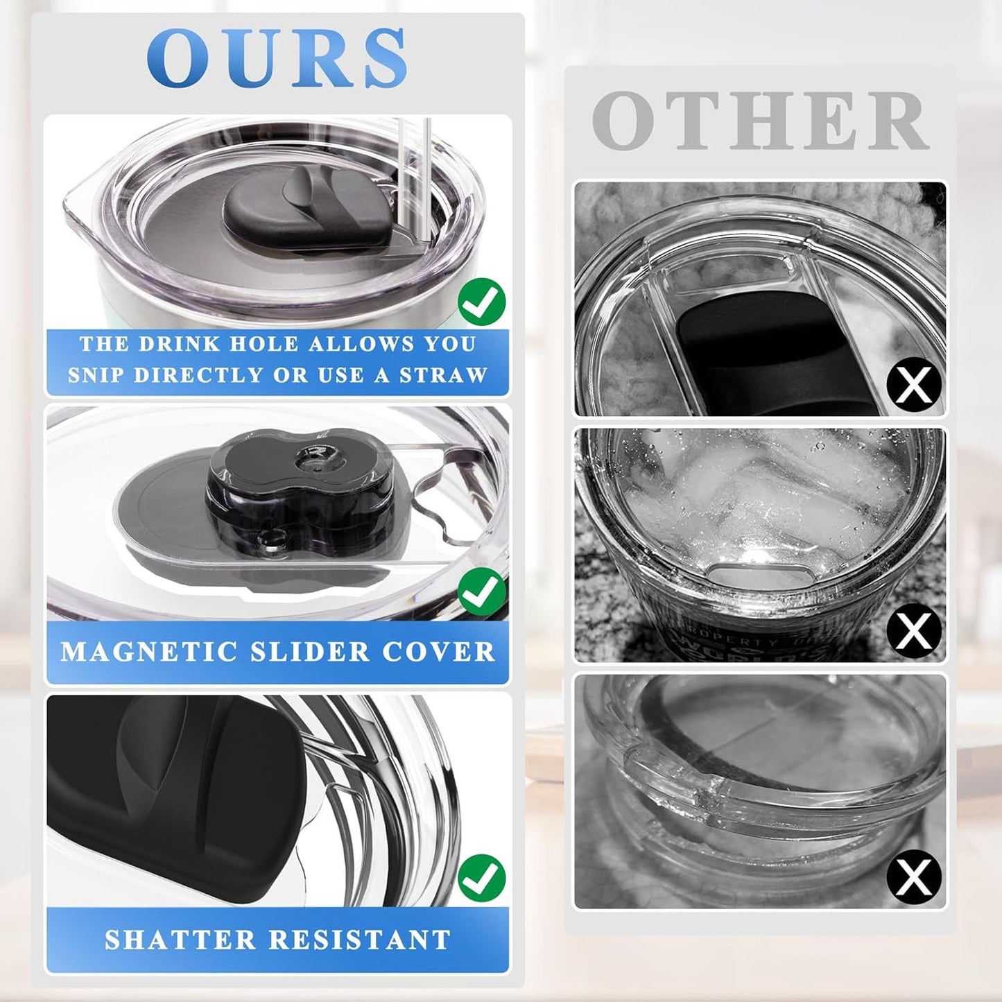 30 oz Tumbler Lid for YETI Rambler Magnetic Slider Lid Splash Resistant Replacement Lid for 30 oz Tumbler, 14 oz Mug and 35 oz Straw Mug, Ozark Trail Old Style RTIC Ember 14 oz, BPA Free (2 Pack)