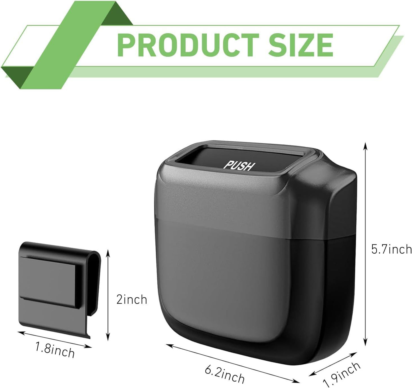 Car Trash Can, Portable Push to Open Storage Bucket with 30 Trash Bags, Waterproof Anti-Leak Hanging Clutter Canister with Lid, Universal Large Capacity Supplies Box for Car Truck Van (Black)
