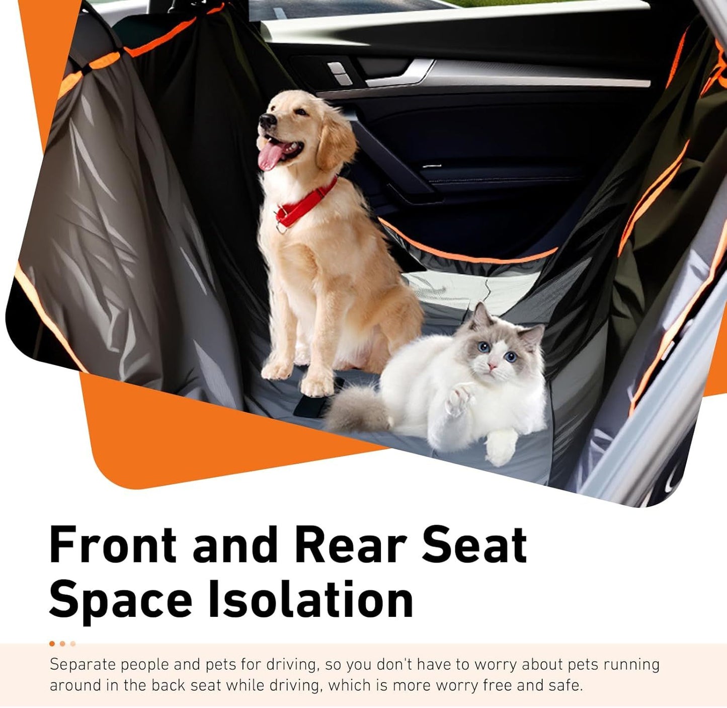 Dog Car Back Seat Cover, Waterproof Anti-Scratch Oxford Cloth Shield for Pet, Heavy Duty Reusable Seat Protector with Nonslip Base, Foldable Cover for Cars Trucks SUVs (Black)
