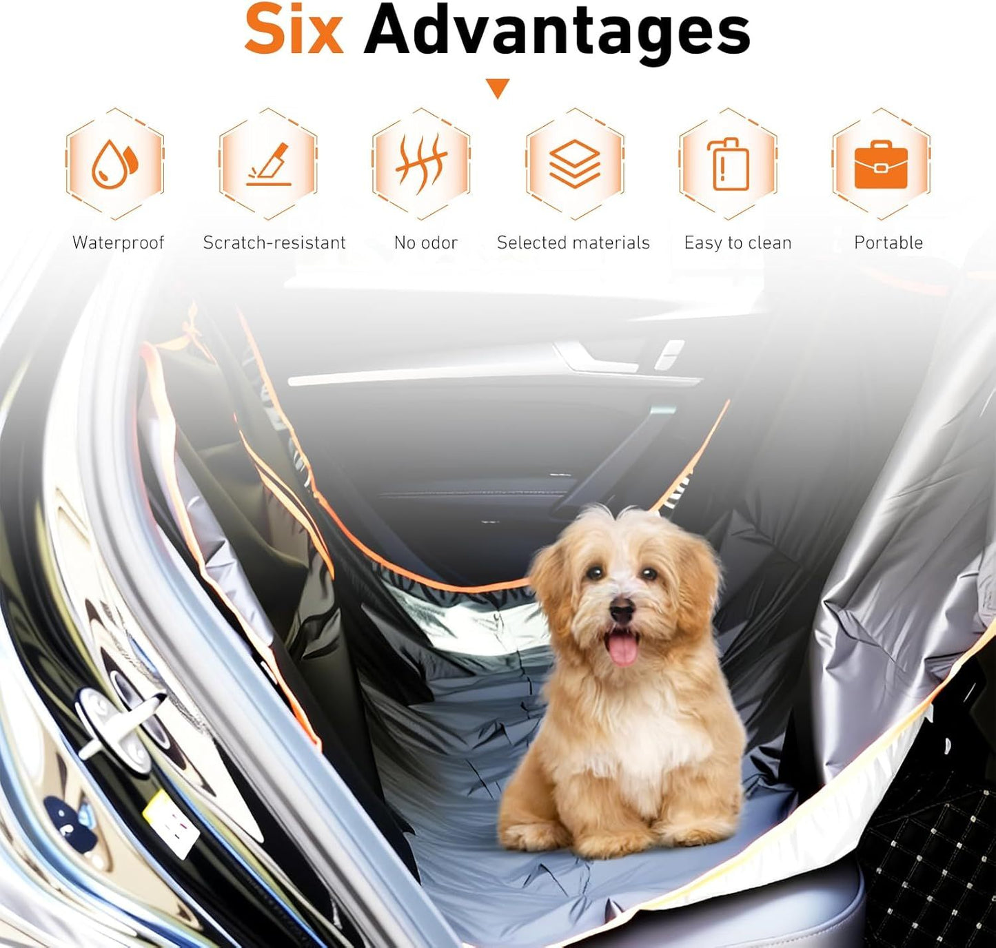 Dog Car Back Seat Cover, Waterproof Anti-Scratch Oxford Cloth Shield for Pet, Heavy Duty Reusable Seat Protector with Nonslip Base, Foldable Cover for Cars Trucks SUVs (Black)