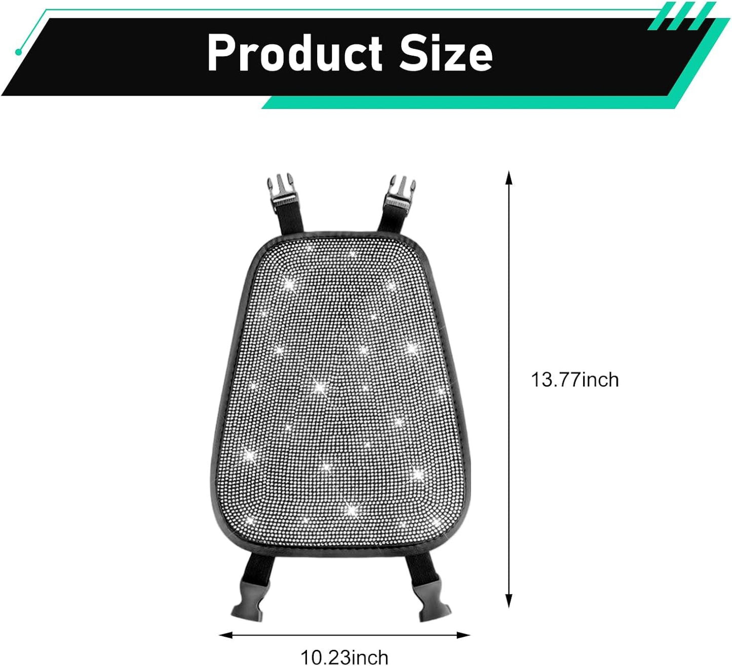 2 PCS Bling Car Headrest Covers, Rhinestone Ice Silk Front Headrest Decoration, Breathable Comfort Interior Seat Protector, Elastic Strap-on Cover for Most Vehicles (White)