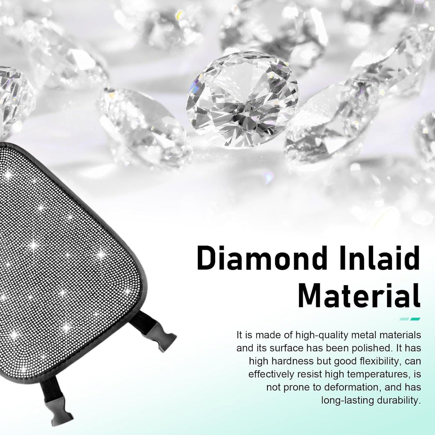 2 PCS Bling Car Headrest Covers, Rhinestone Ice Silk Front Headrest Decoration, Breathable Comfort Interior Seat Protector, Elastic Strap-on Cover for Most Vehicles (White)