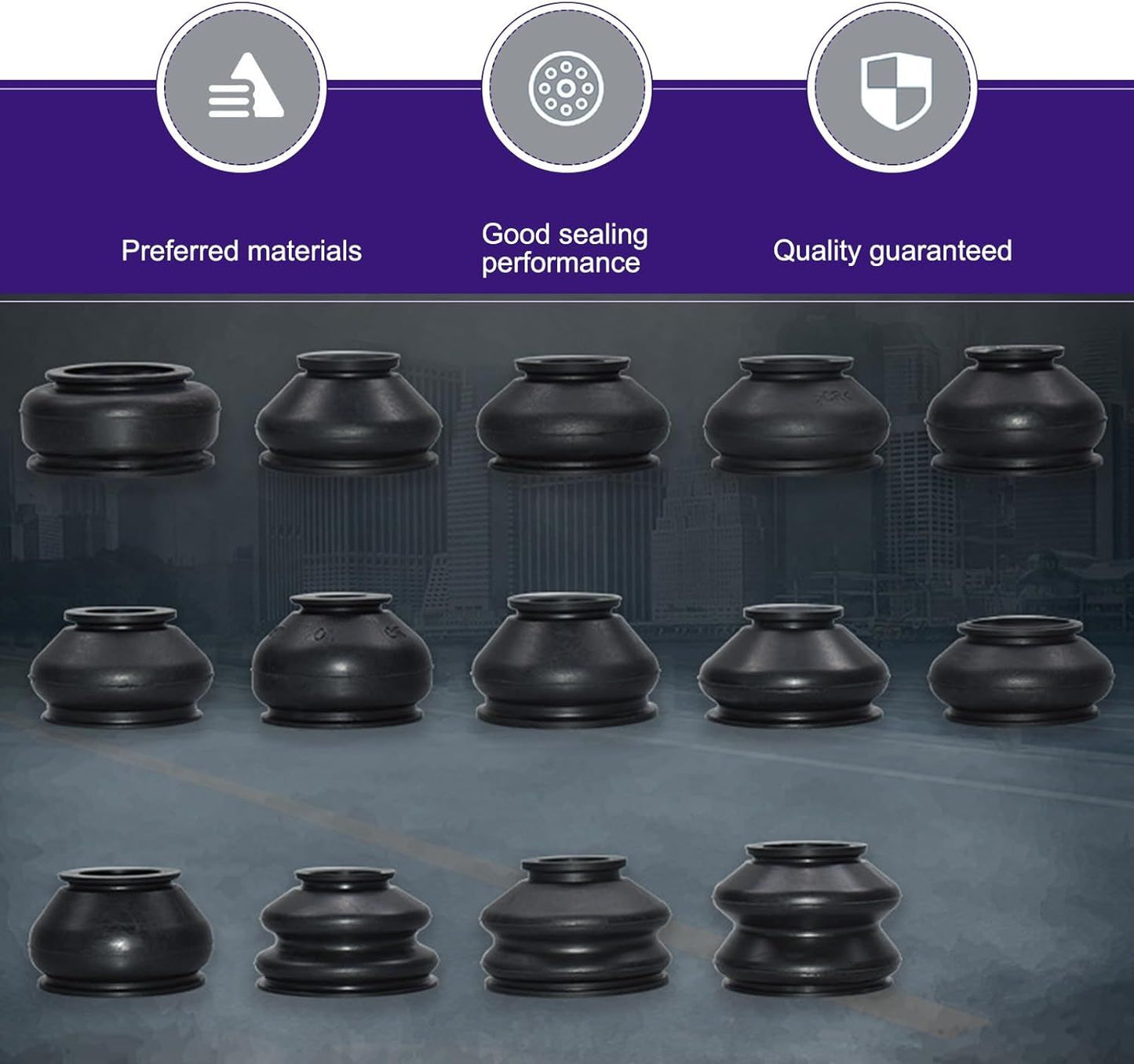 14 PCS Car Tie Rod Boots, Rubber Water-proof Protective Cover, Tie Rod Ends and Ball Socket Joints Dust Cover, Universal Seal Connection Kit for Car Suspension Steering Systems (Black)