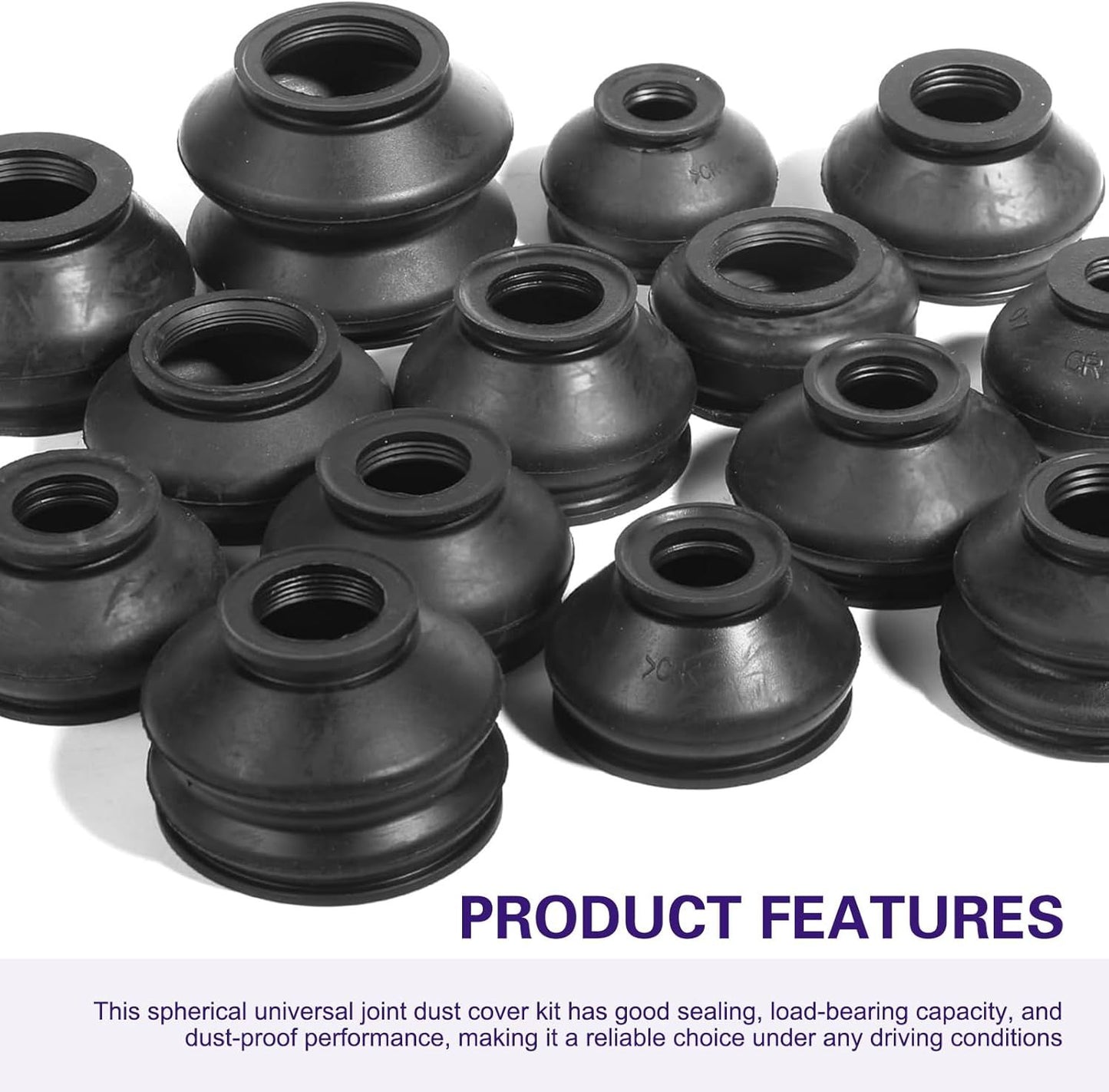 14 PCS Car Tie Rod Boots, Rubber Water-proof Protective Cover, Tie Rod Ends and Ball Socket Joints Dust Cover, Universal Seal Connection Kit for Car Suspension Steering Systems (Black)