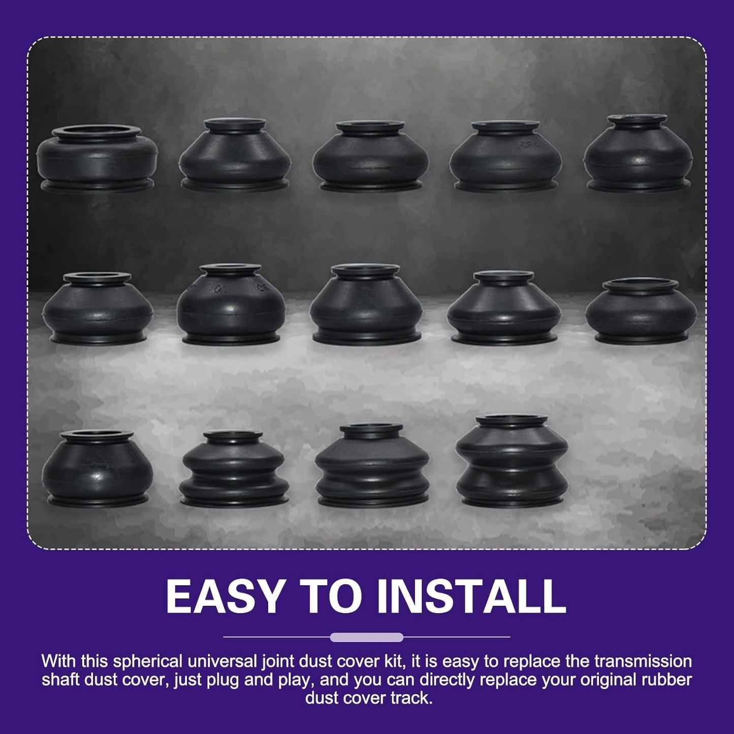 14 PCS Car Tie Rod Boots, Rubber Water-proof Protective Cover, Tie Rod Ends and Ball Socket Joints Dust Cover, Universal Seal Connection Kit for Car Suspension Steering Systems (Black)