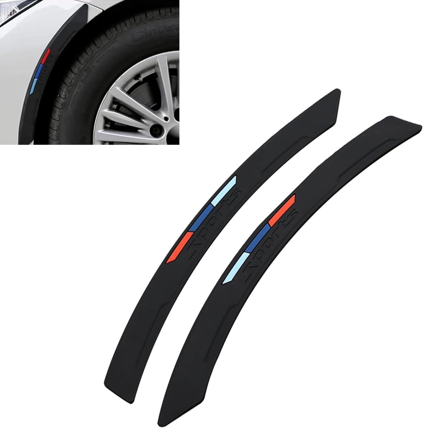 2 PCS Car Wheel Eyebrow Protectors, Silicone Anti-scratch Wheel Arch Guard, Sporty Style Decorative Trim Strip with Self-adhesive, Universal Exterior Accessory for Car SUV Truck (Black)