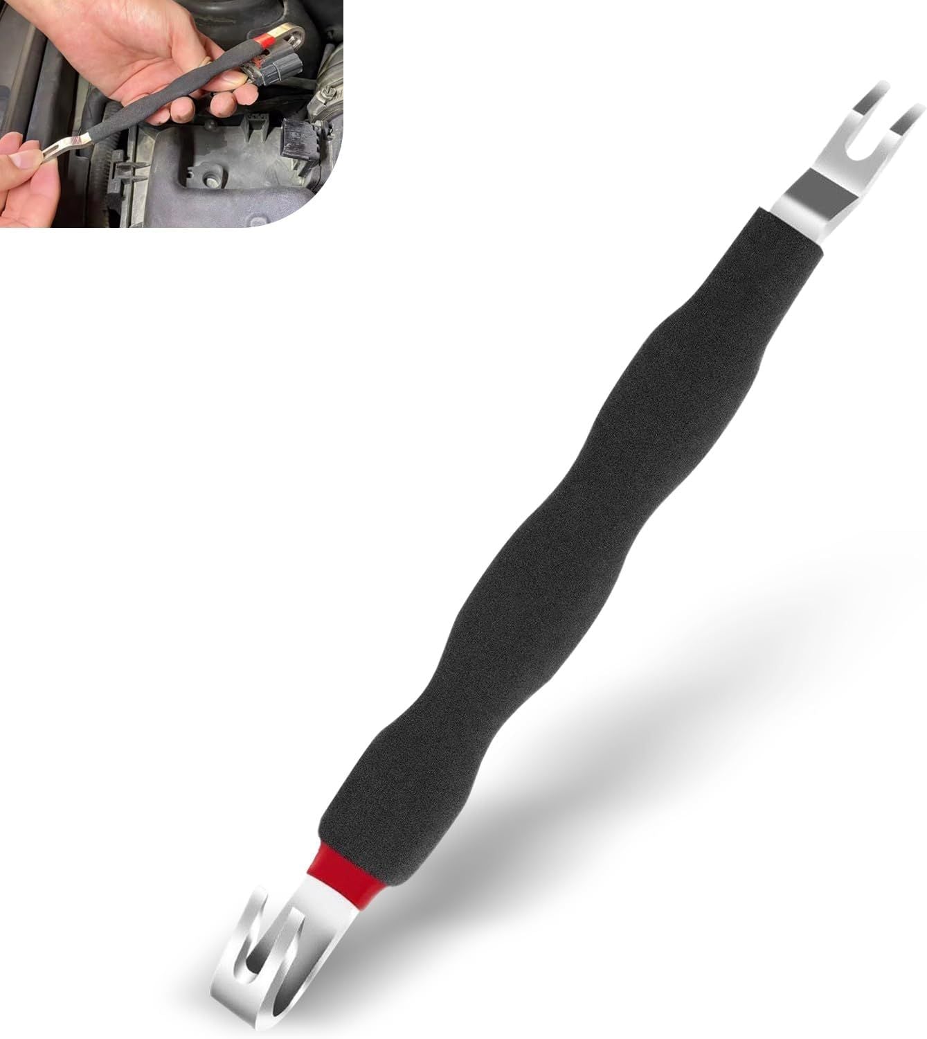 Car Terminal Disconnect Plier, Dual-head Connector Removal Tool, Anti-rust Anti-slip Plug Terminal Separator, Portable Tool for Most Cars Trucks SUVs (Black)