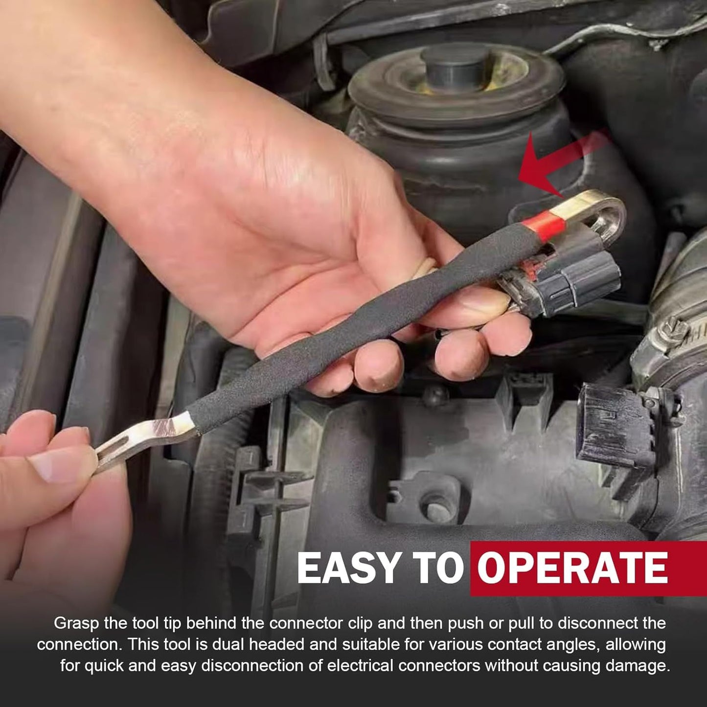 Car Terminal Disconnect Plier, Dual-head Connector Removal Tool, Anti-rust Anti-slip Plug Terminal Separator, Portable Tool for Most Cars Trucks SUVs (Black)