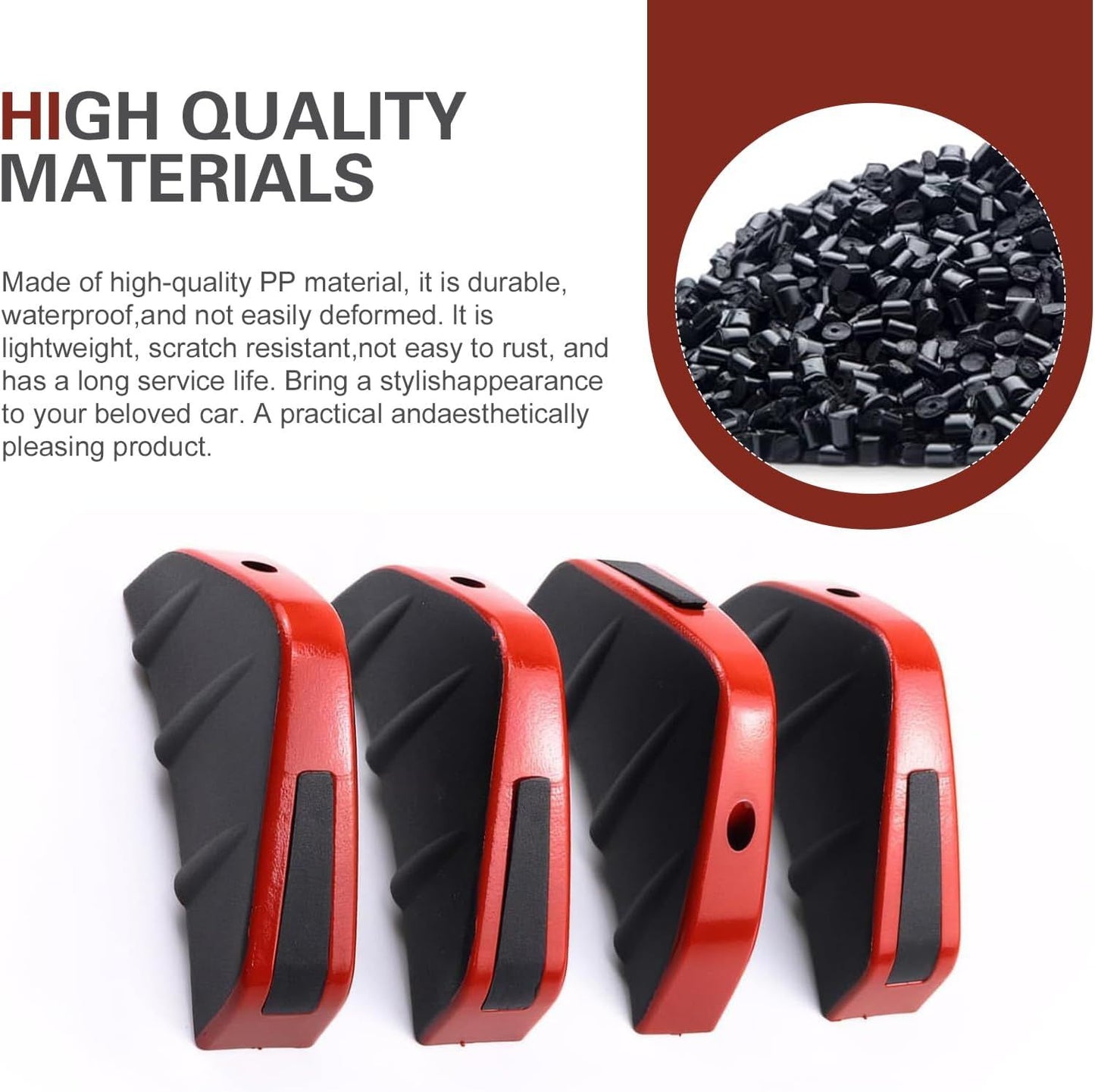 4 PCS Car Rear Bumper Diffusers, Shark Fin Decoration Spoiler, Anti-collision Airflow Buffer Device with Fixing Screws, Universal Rear Bumper Lip Wing Modification for Most Cars (Red)