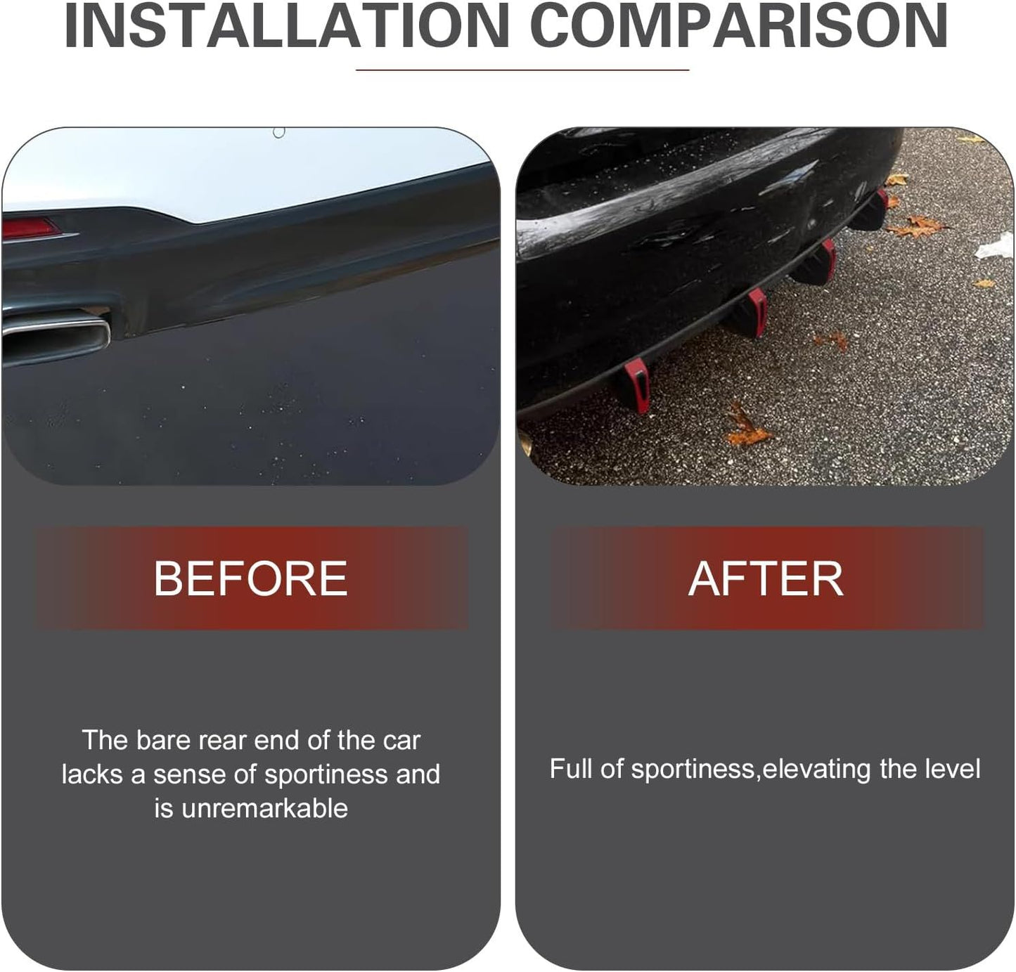 4 PCS Car Rear Bumper Diffusers, Shark Fin Decoration Spoiler, Anti-collision Airflow Buffer Device with Fixing Screws, Universal Rear Bumper Lip Wing Modification for Most Cars (Red)