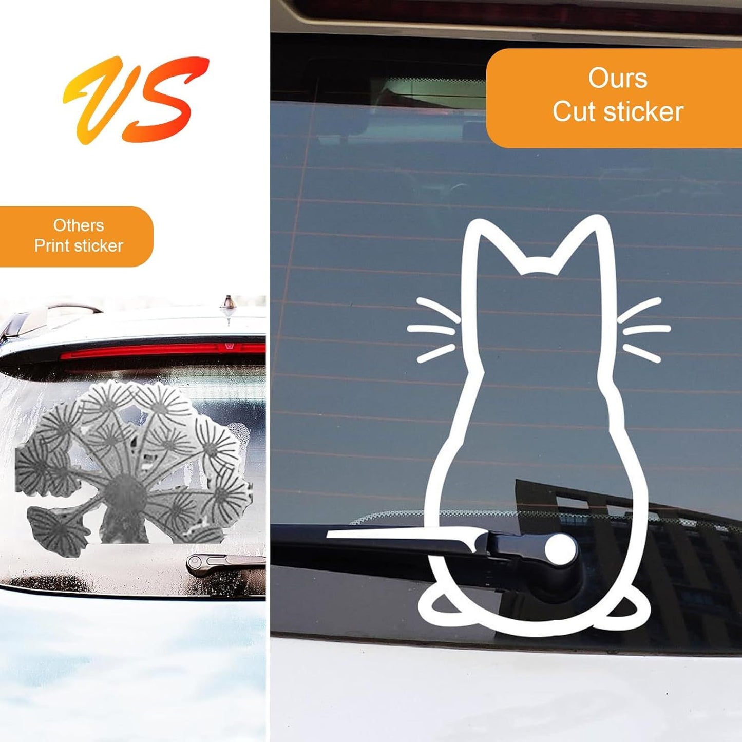 Cat Car Windshield Wiper Sticker, Cute Cartoon Tail Wagging Effect Wiper Sticker, Rear Windshield Waterproof Decorative Decal, Self-adhesive Exterior Accessory for Cars (White)