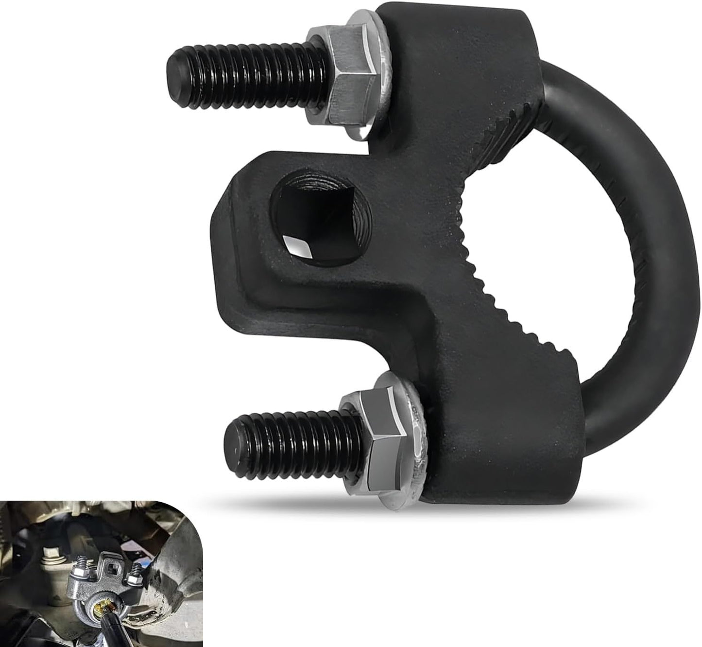 Car Inner Tie Rod Installation Tool, U-shaped Serration Anti-slip Wrench, Anti-rust Steering Linkage Removal Wrench, Universal Steering System Repair Accessory for Cars Trucks SUVs (Black)