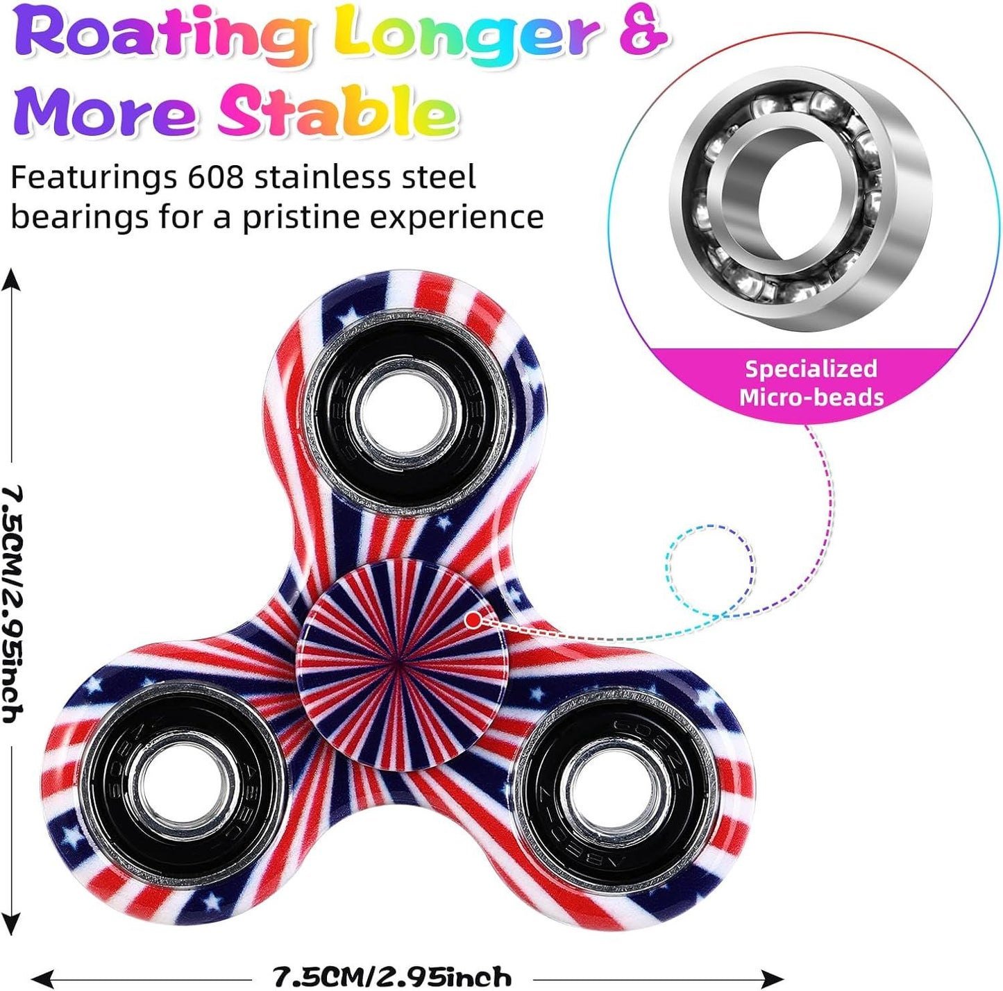 48 Pack Fidget Spinner Goodie Bag, Anxiety Stress Relief Fidget Toy Pack-Hand Spinner Party Favors for Kid Adult, Stocking Stuffer, Easter Basket Stuffers, Classroom Prizes