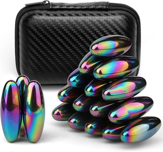 Rattle Magnets Snake Eggs for Adults, Magnetic Stones Oval Science Kit Toy, Fidget Toys Bulk for Stress Ball & Decoration for Home Office Refrigerator Ferrite Putty Holiday Stocking Sutffer 18 Pack
