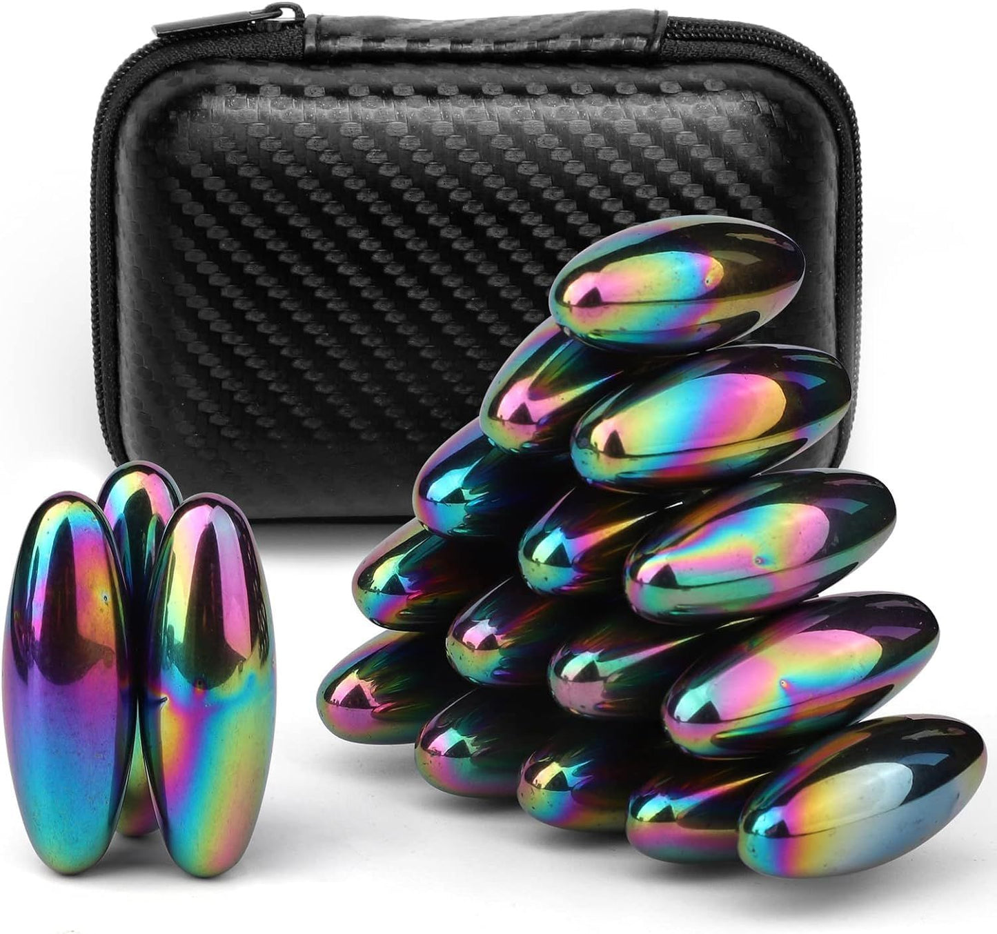 Rattle Magnets Snake Eggs for Adults, Magnetic Stones Oval Science Kit Toy, Fidget Toys Bulk for Stress Ball & Decoration for Home Office Refrigerator Ferrite Putty Holiday Stocking Sutffer 18 Pack