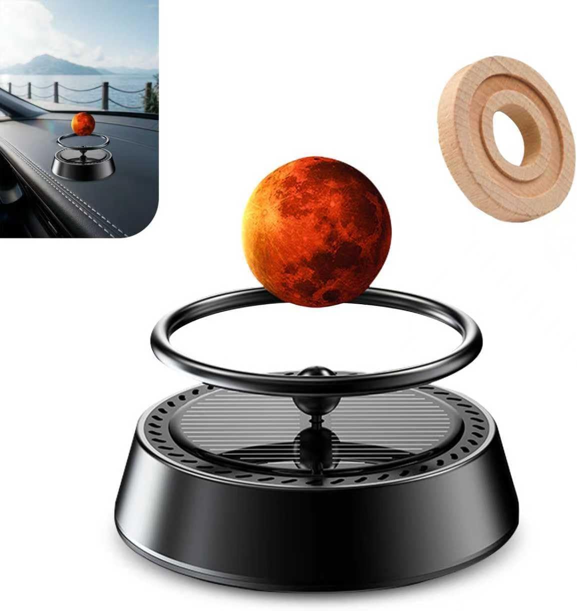 Solar Powered Levitating Mars Car Air Diffuser, Automatic Rotation Planet Dashboard Decorations, Self-adhesive Alloy Base, Suitable for Cars Home Decorations Gift Selections (Mars)