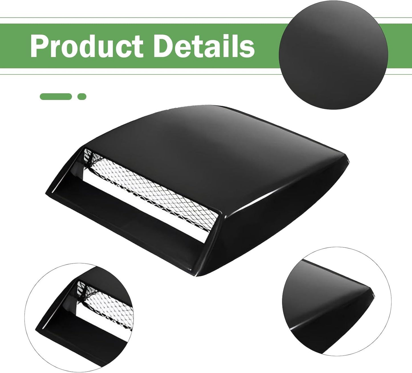 Car Decorative Air Flow Intake Hood Scoop, Simulated 3D Air Outlet Cover, Turbo Bonnet Vent Trim Cover, Universal Self-adhesive Exterior Accessory for Most Cars SUVs (Black)