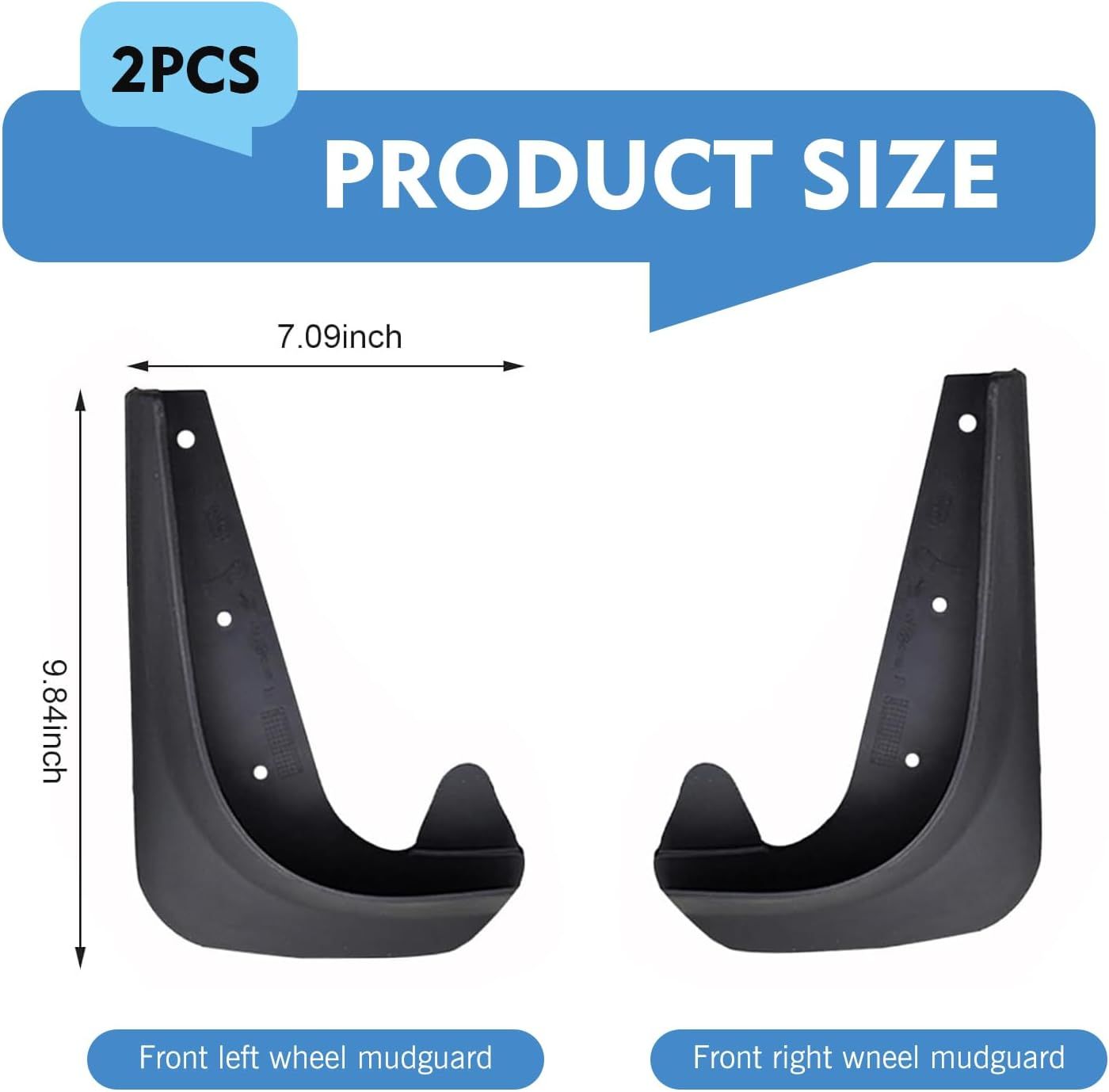 2 PCS Car Mud Flaps, Small Splash Protection Mudguard, Waterproof All-weather Mud Flap Kit for Left Right Front Wheel, Universal Protective Modification for Cars Sedans (Black)