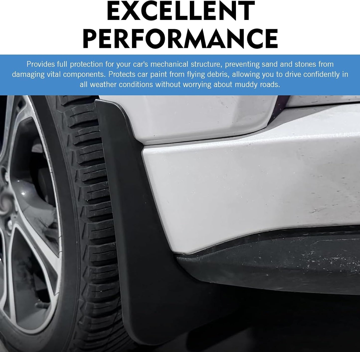2 PCS Car Mud Flaps, Small Splash Protection Mudguard, Waterproof All-weather Mud Flap Kit for Left Right Front Wheel, Universal Protective Modification for Cars Sedans (Black)