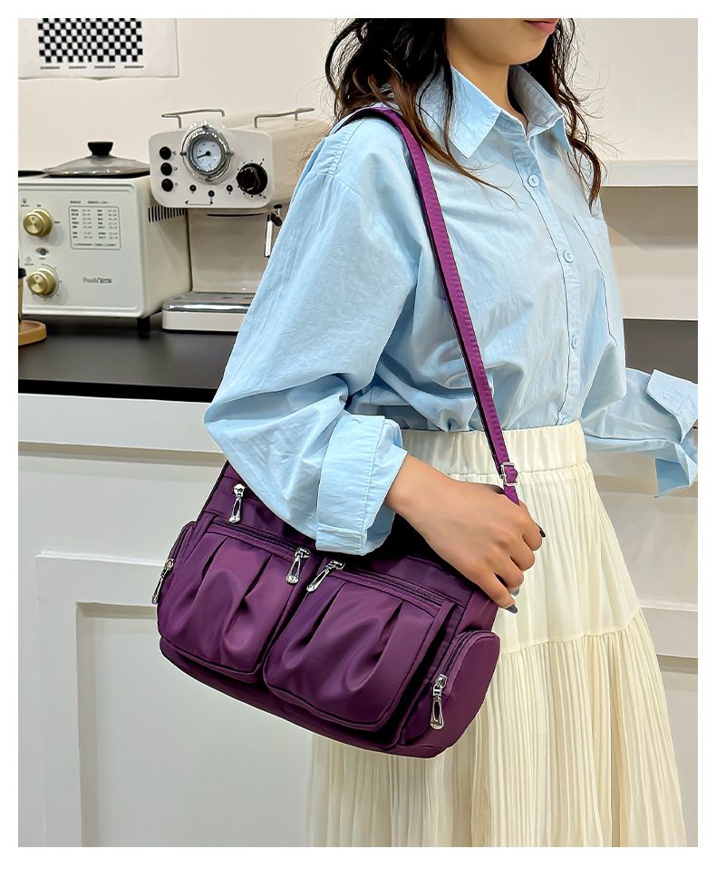 Large Capacity Crossbody Shoulder Bag - Lightweight Multi-Layer Tote for Women - Travel Backpack Casual Hobo Bag for Daily Commute - Purple