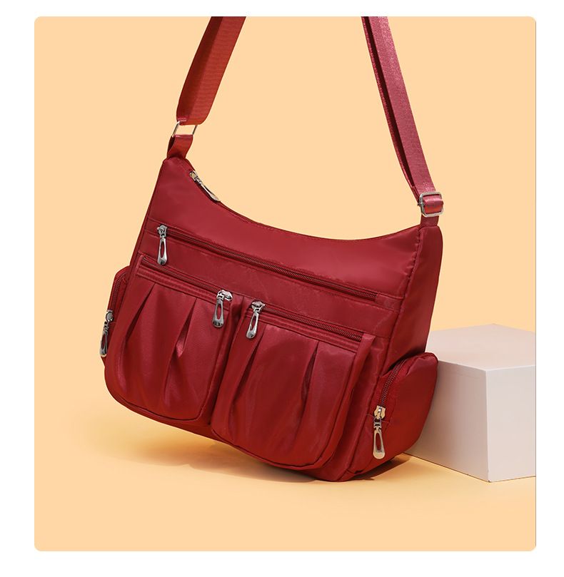 Large Capacity Crossbody Shoulder Bag - Lightweight Multi-Layer Tote for Women - Travel Backpack Casual Hobo Bag for Daily Commute - Red