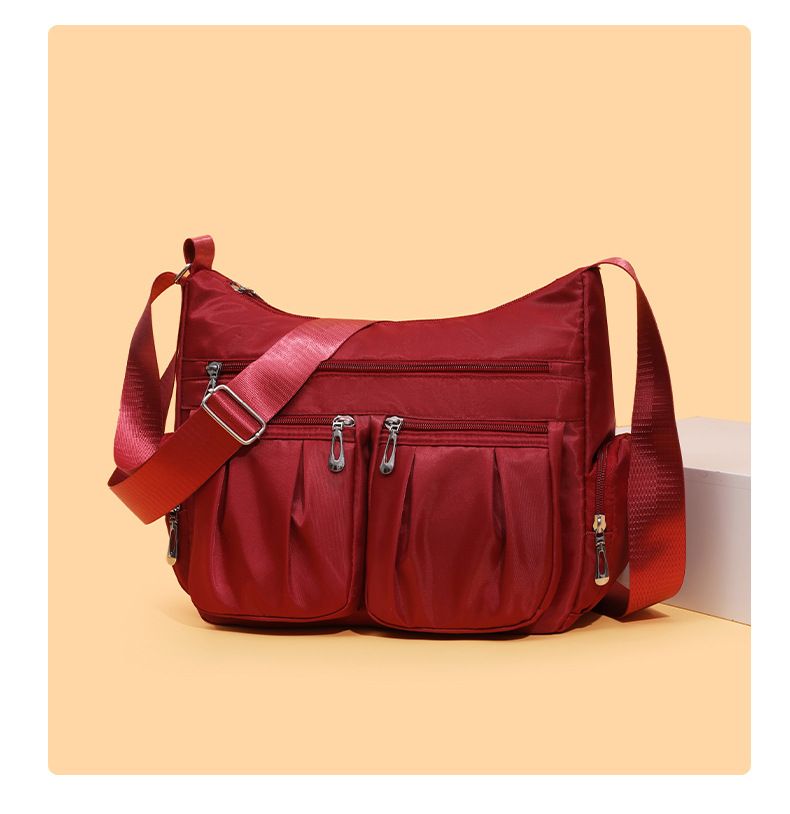Large Capacity Crossbody Shoulder Bag - Lightweight Multi-Layer Tote for Women - Travel Backpack Casual Hobo Bag for Daily Commute - Red