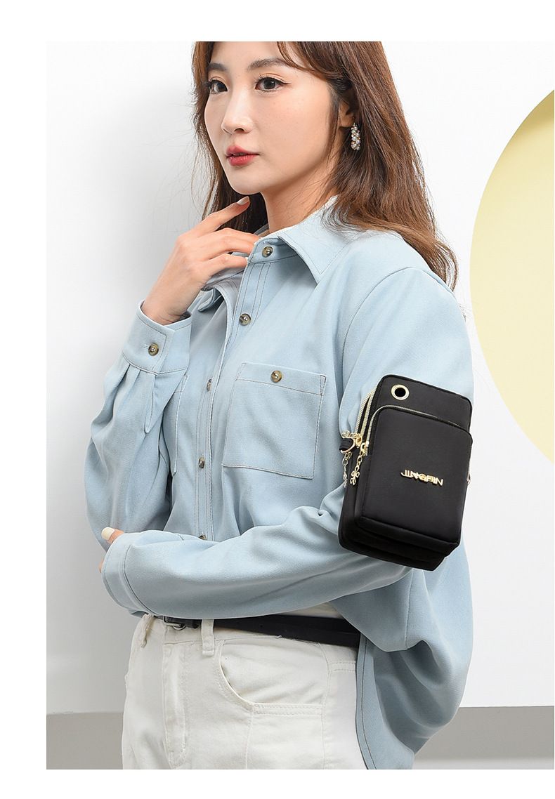 Lightweight Phone Crossbody Bag - Waterproof Oxford Shoulder Bag for Women - Casual Slim Sling Purse for Travel Daily Commute - Black