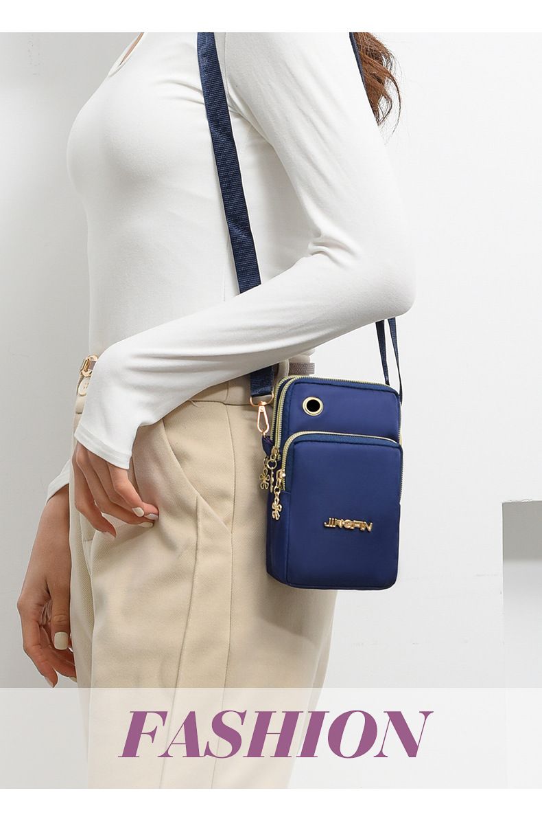 Lightweight Phone Crossbody Bag - Waterproof Oxford Shoulder Bag for Women - Casual Slim Sling Purse for Travel Daily Commute - Blue