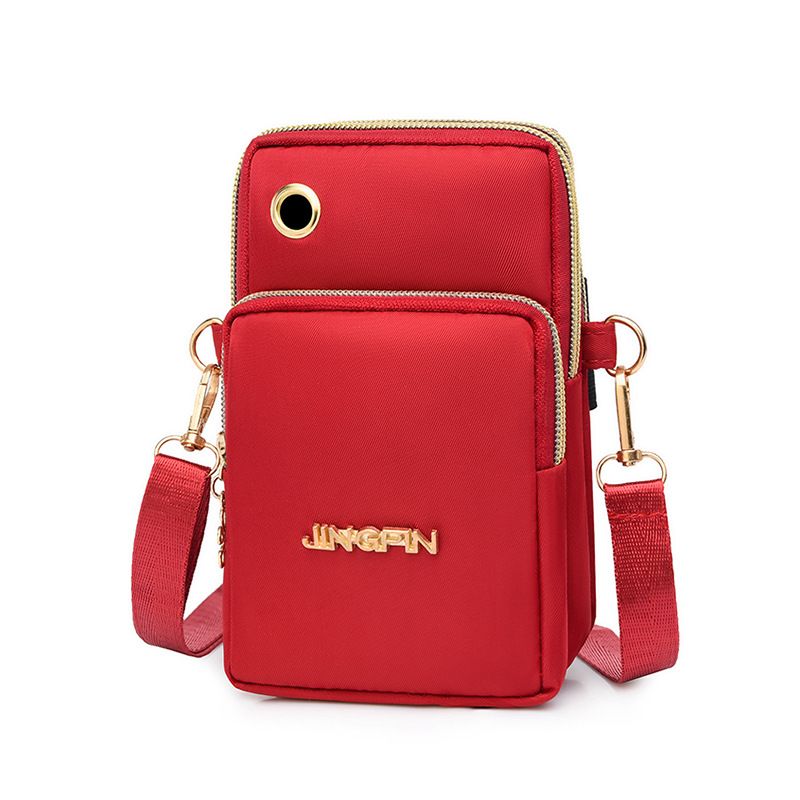 Lightweight Phone Crossbody Bag - Waterproof Oxford Shoulder Bag for Women - Casual Slim Sling Purse for Travel Daily Commute - Red