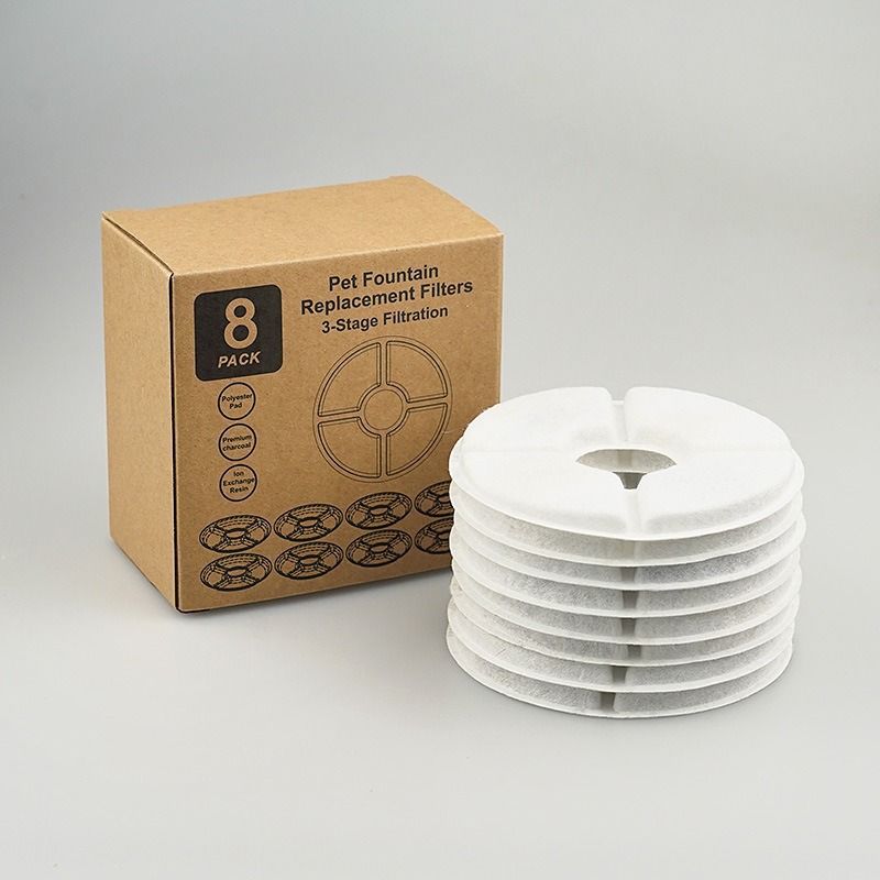 Replacement Filter for Pet Water Fountain - 8-Pack Activated Carbon Filter Compatible with 2.4L Cat Dog Drinking Fountain