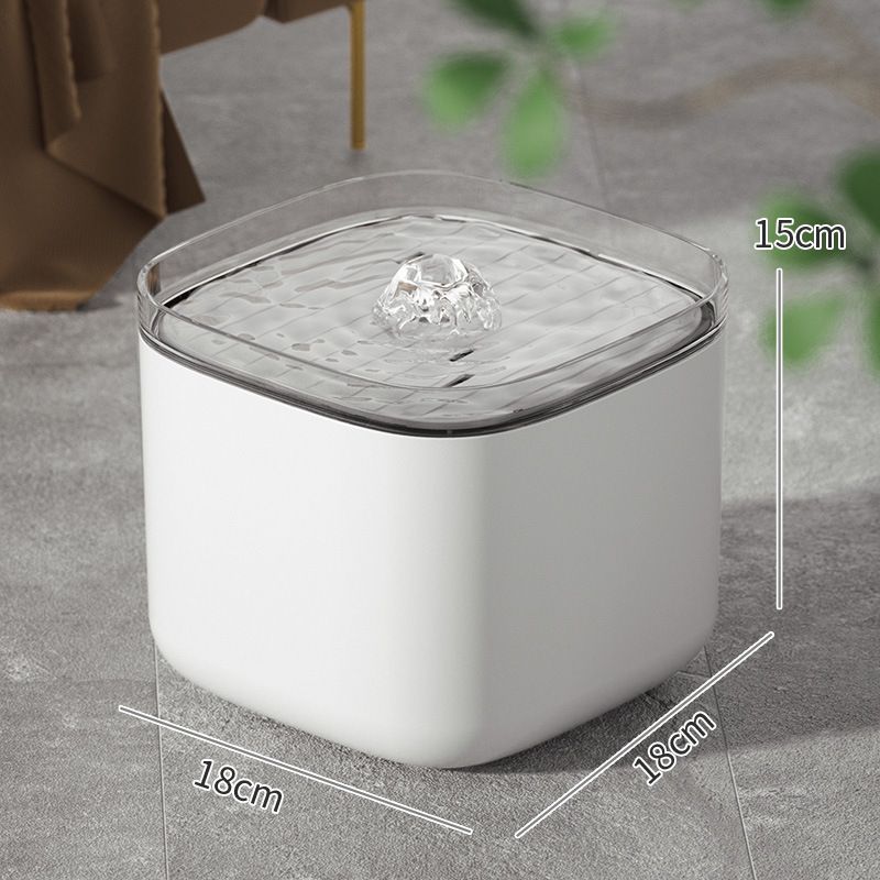 3L Pet Water Fountain - Automatic Circulating Cat Dog Water Dispenser with Filter - USB Powered Silent Pump - Fashion White with Clear Edge