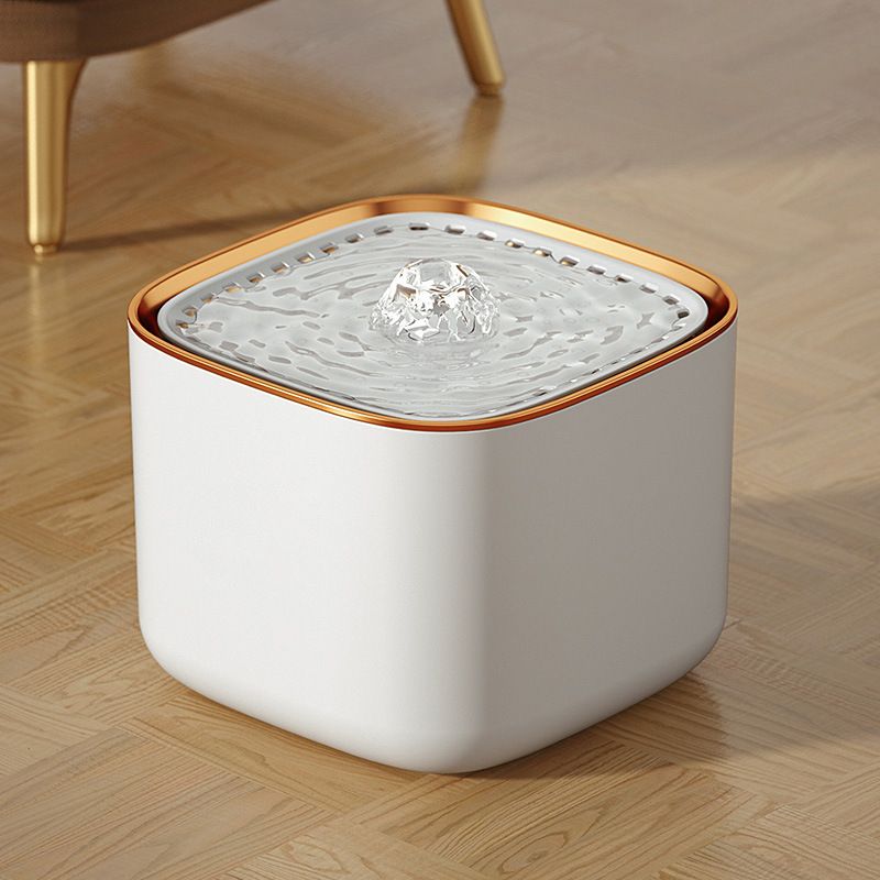 3L Pet Water Fountain - Automatic Circulating Cat Dog Water Dispenser with Filter - USB Powered Silent Pump - Luxe White with Gold Trim
