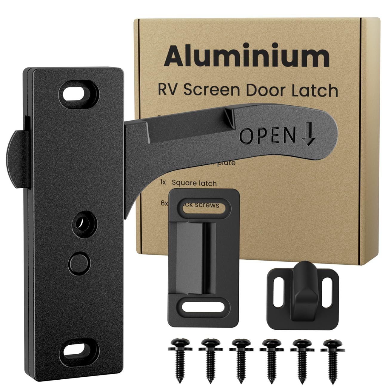 RV Screen Door Latch - Aluminum Alloy Camper Door Handle with Lock - Durable Powder Coated RV Entry Door Latch for Travel Trailer Motorhome - Right