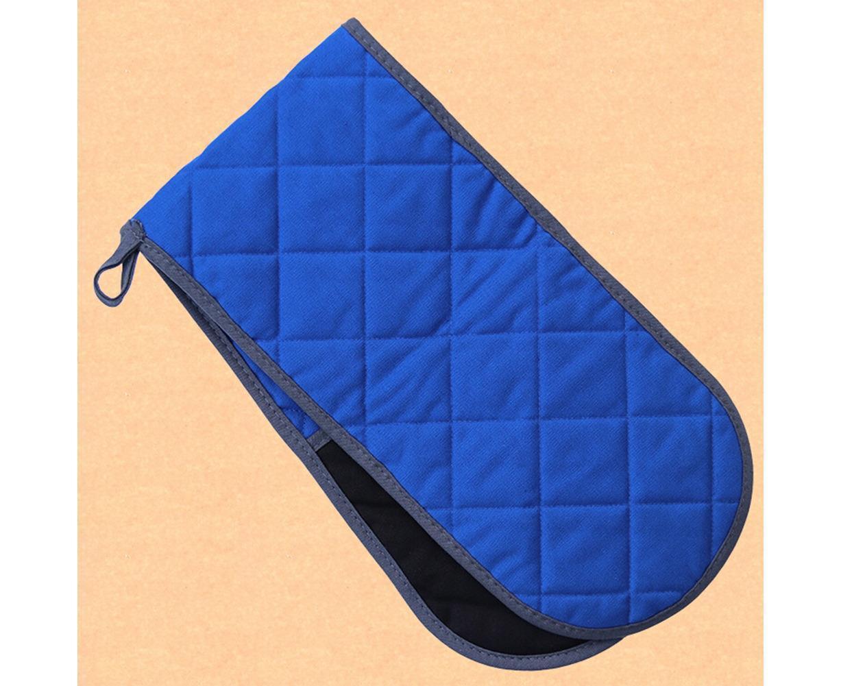 Double-ended Heat Resistant Cotton Mitt Oven Padded Kitchen Baking Glove Tool-Blue