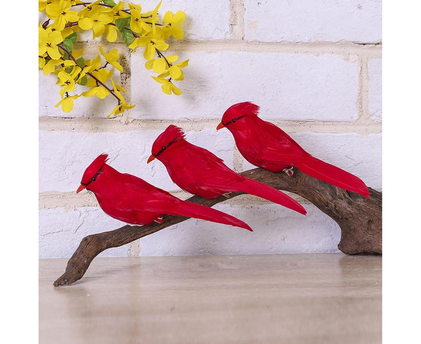 6/12Pcs Christmas Bird Clip Red Feather Artificial Birds-Red 1