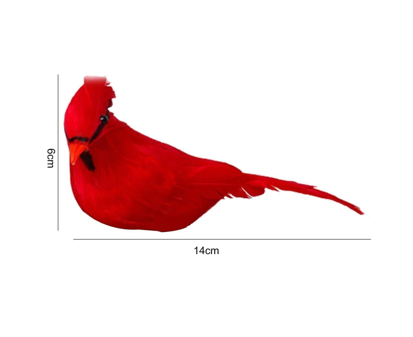 6/12Pcs Christmas Bird Clip Red Feather Artificial Birds-Red 1